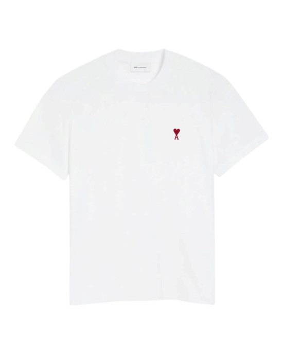 AMI PARIS – Tricou alb din bumbac cu logo Ami de Cœur